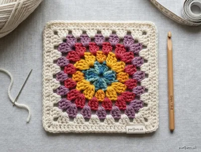 Stitch chart guide image for Paired-Cluster Granny Square Blanket