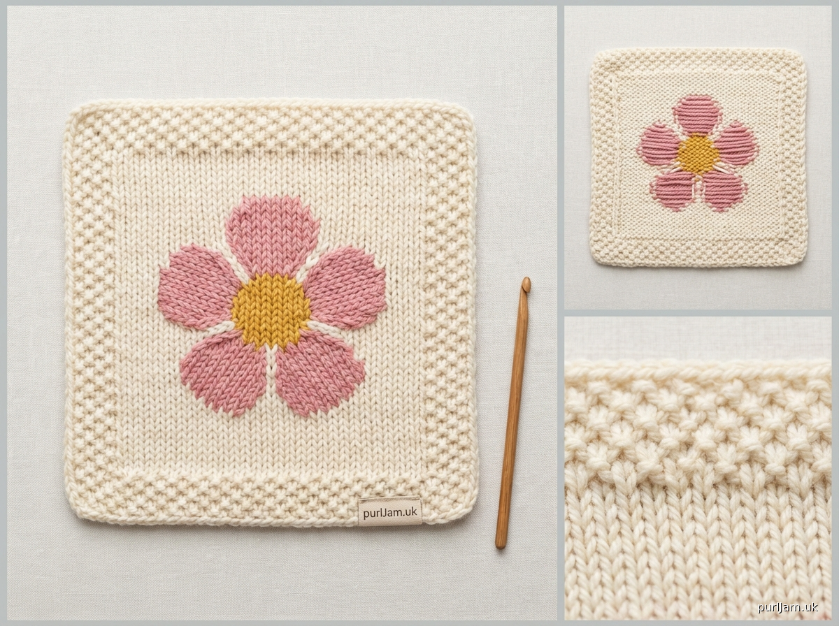 Machine Knit Granny Square Blanket