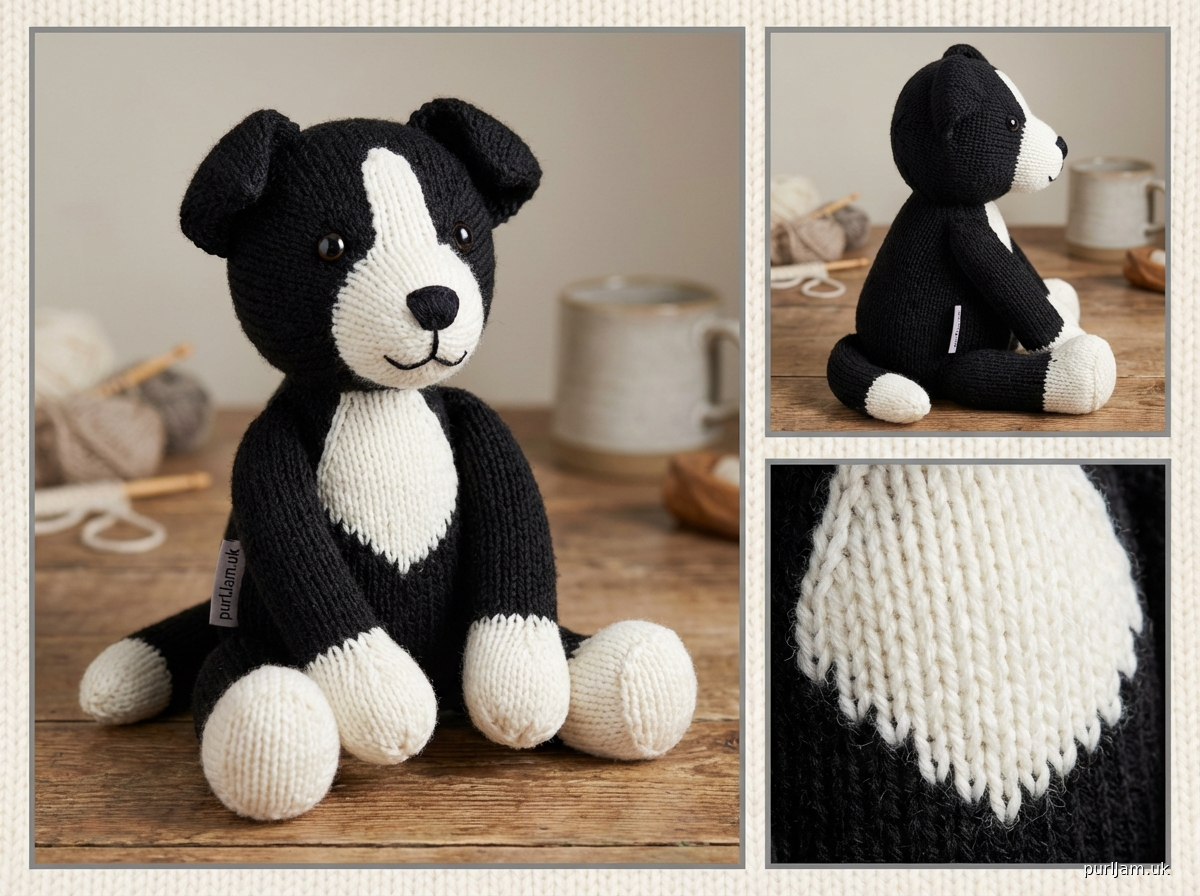 Border Collie Teddy Bear Knitting Pattern