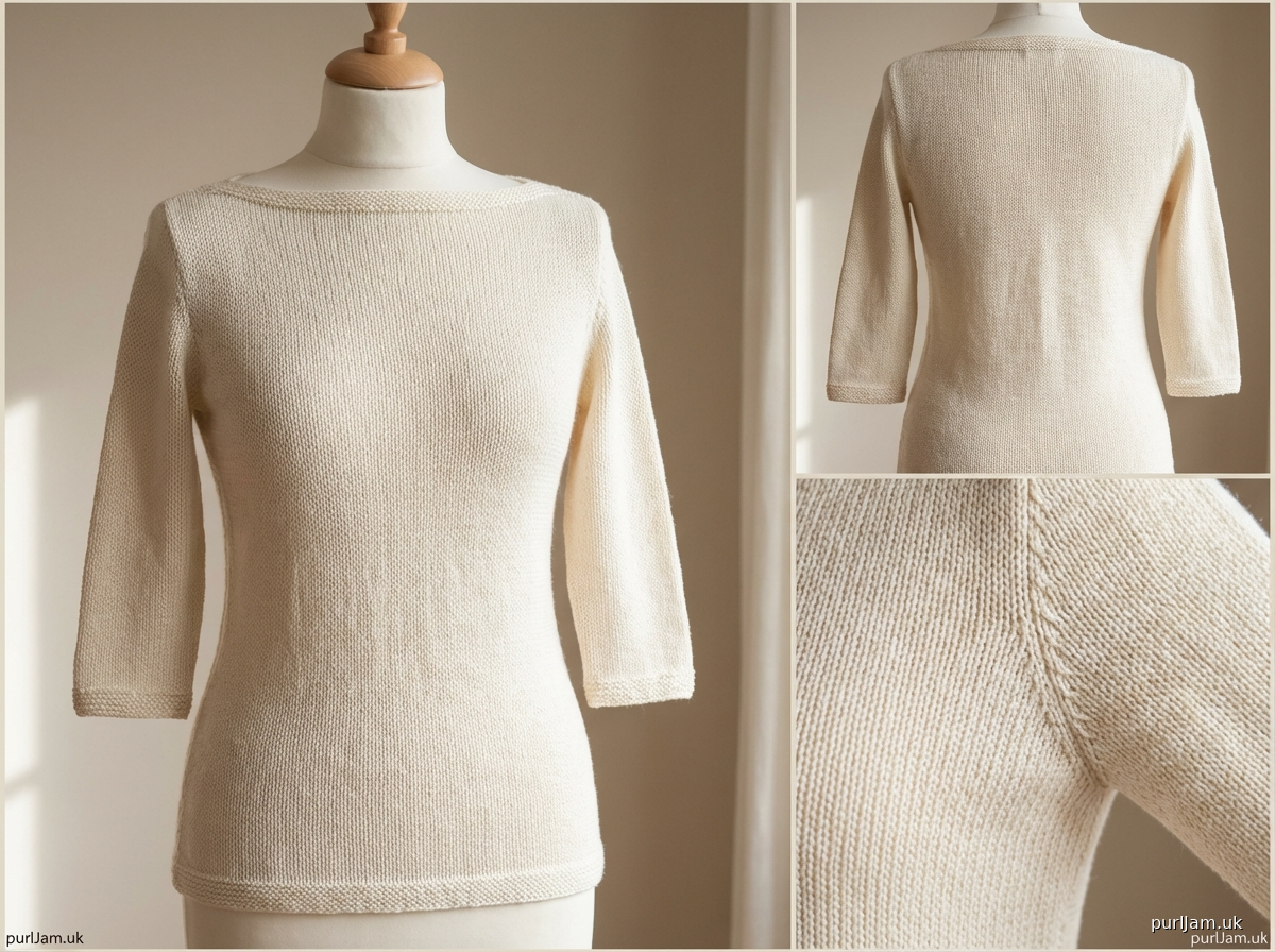 Wide Boat Neck Top With Contiguous Set In Sleeves