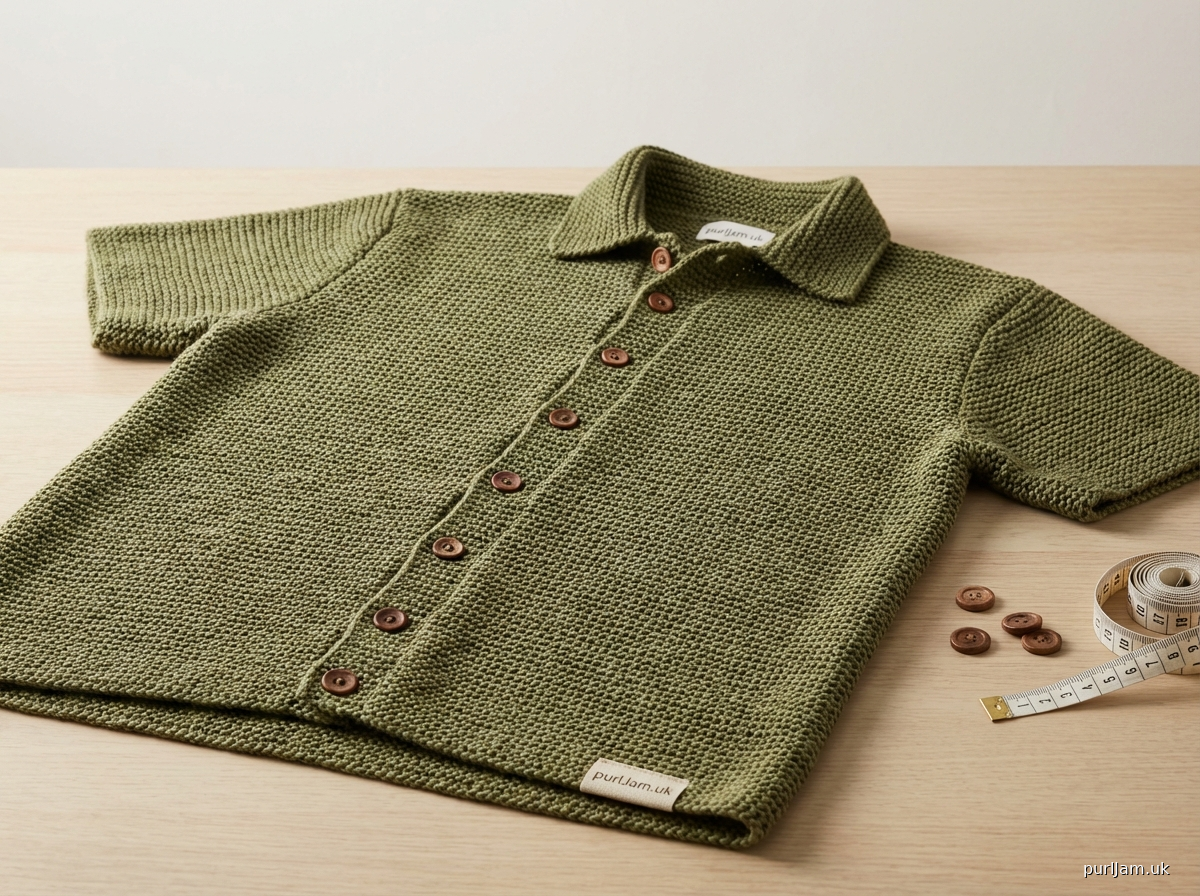 Garter Stitch Mens Short Sleeve Button Up Shirt