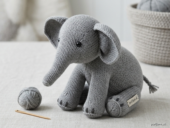 Little Grey Elephant Knitted Amigurumi
