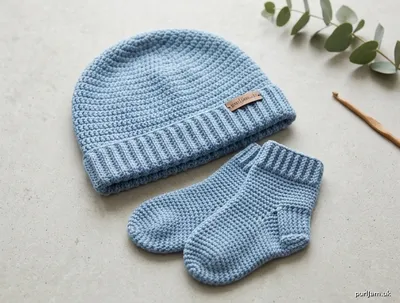 Stitch chart guide image for Cozy Cotton Baby Beanie & Socks Set