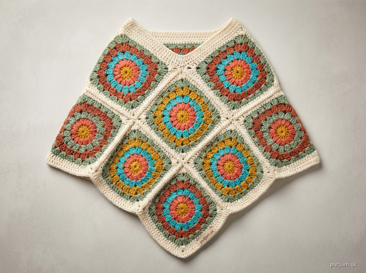 Mandala Granny Square Poncho