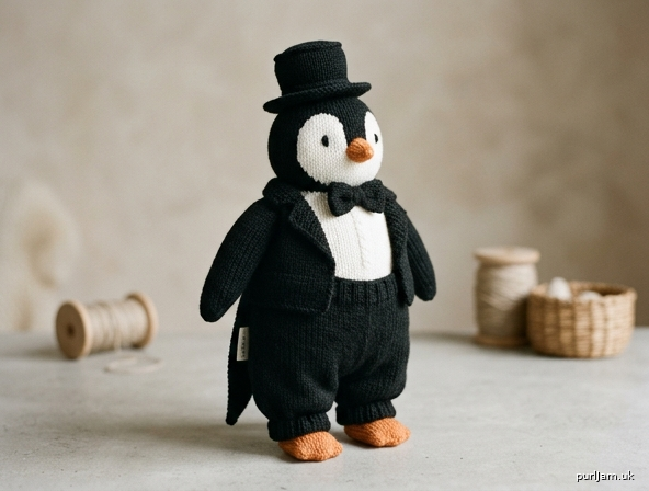 The Dapper Penguin A Hand Knitted Soft Toy In Formal Attire