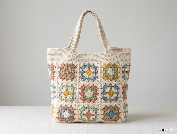 Granny Square Market Tote Bag
