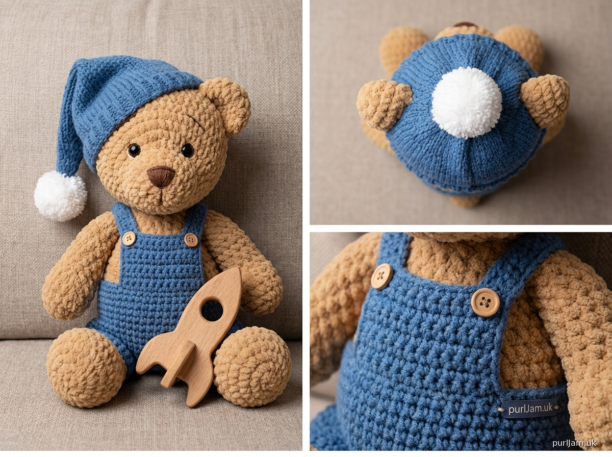 Cozy Teddy Bear With Blue Nighttime Outfit