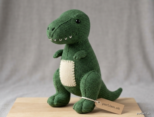 Chompy The T Rex Flat Knitted Dinosaur Plush