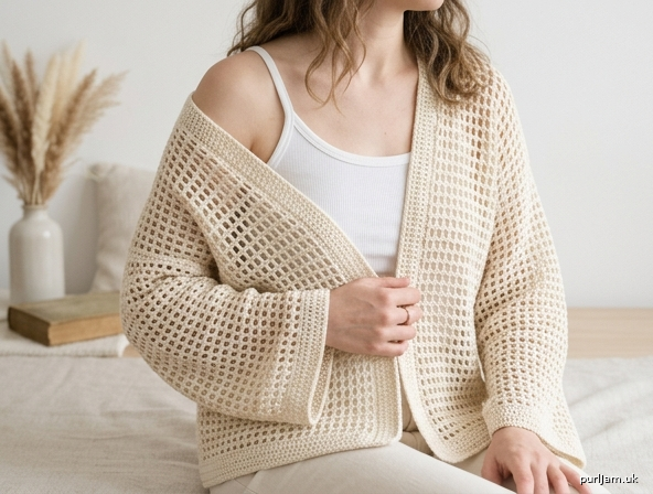 Openwork Off Shoulder Cardigan