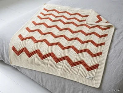 Stitch chart guide image for Two-Colour Textured Chevron Blanket