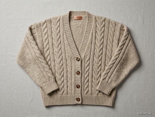 Cabled Drop Shoulder V Neck Cardigan