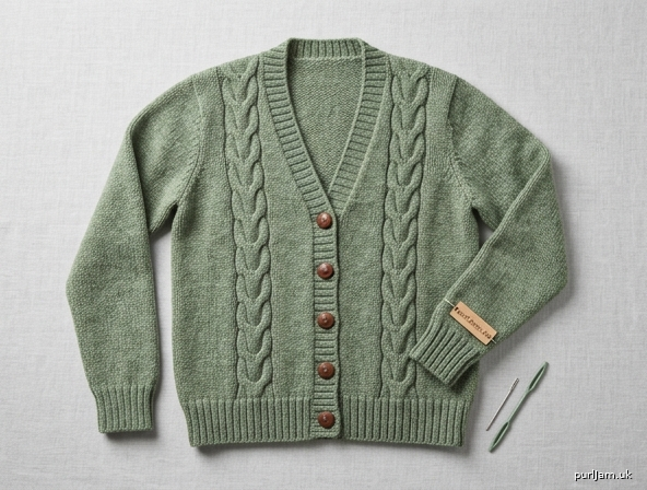 Simple Cable V Neck Cardigan