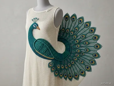 Stitch chart guide image for Elongated Irish Crochet Peacock Shift Dress