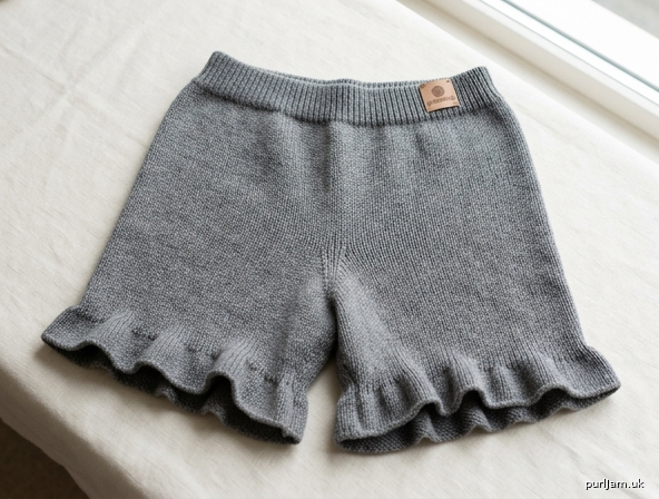 Relaxed Fit Knitted Boxer Shorts With Ruffle Hem