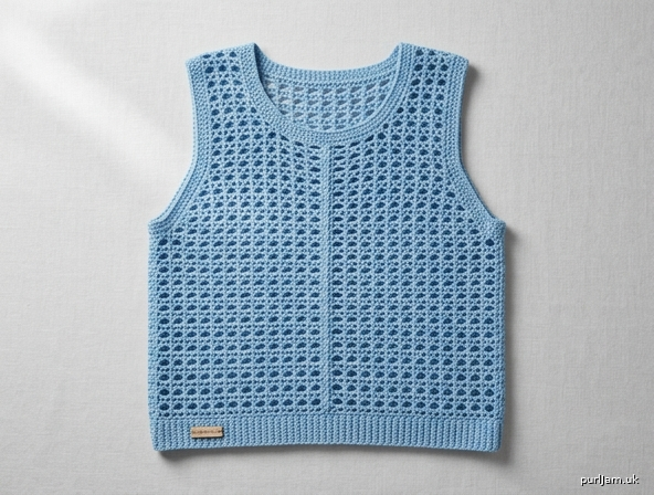 Sky Blue Spider Stitch Tank Top
