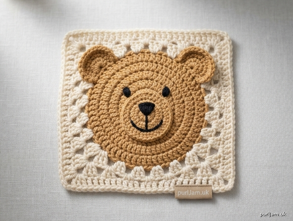 Teddy Bear Granny Square Blanket