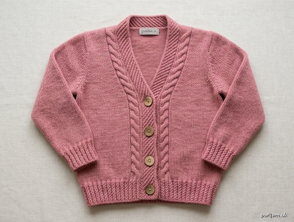 Little Aran V Neck Cardigan Girls Cabled Cardigan In Worsted