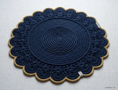 Stitch chart guide image for Navy & Gold Scalloped Round Placemat