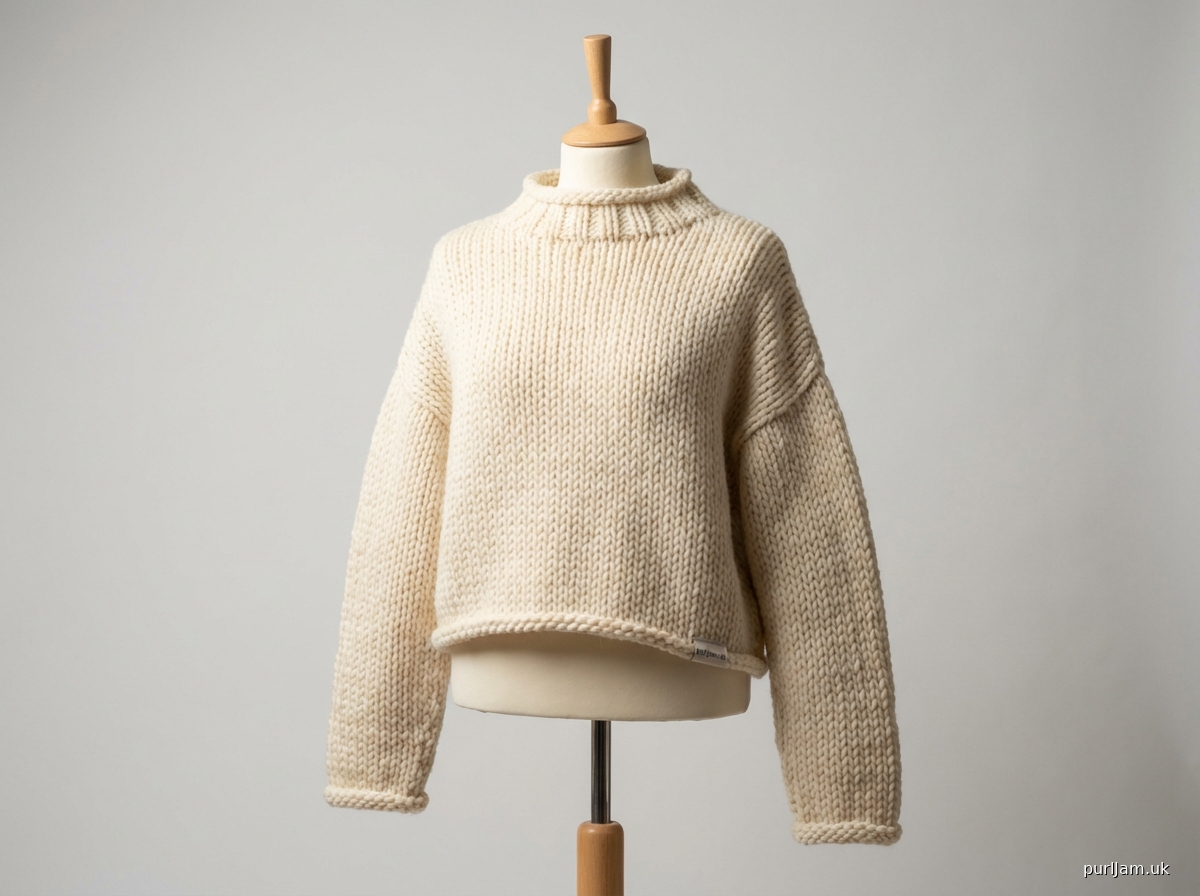 Cropped Drop Shoulder Pullover Single Bed Bulky