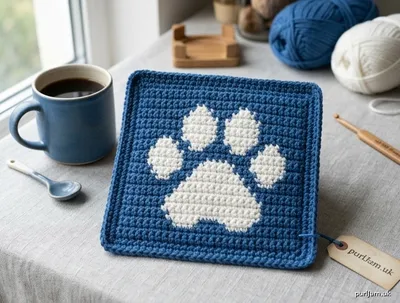 Stitch chart guide image for Large Dog Paw Coaster