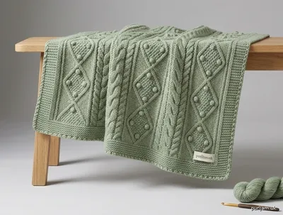Stitch chart guide image for Alpine Cable & Bobble Texture Blanket
