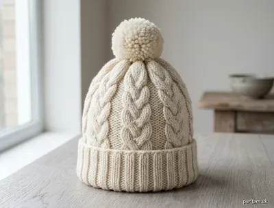 Stitch chart guide image for Arden Cabled Turn-Back Hat with Pompom