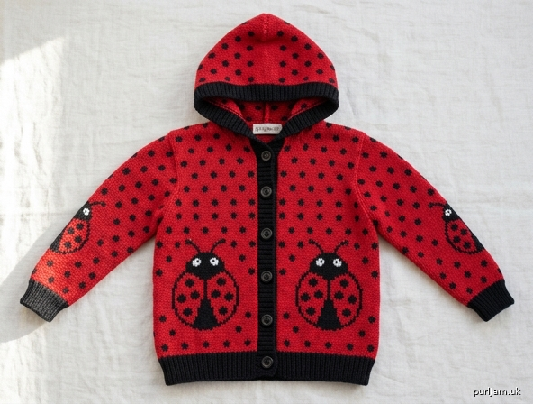 Ladybug Fair Isle Hooded Cardigan