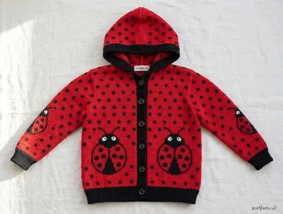 Stitch chart guide image for Ladybug Fair Isle Hooded Cardigan
