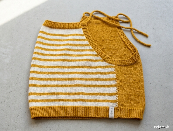 Striped Backless Tank Top With Contrast Edges