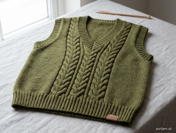 Cabled V Neck Vest For Women