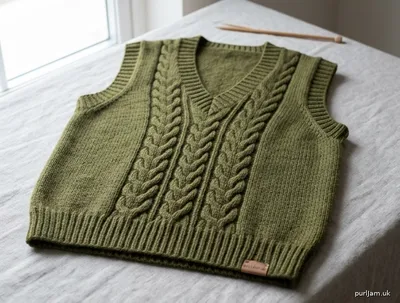 Stitch chart guide image for Cabled V-Neck Vest for Women