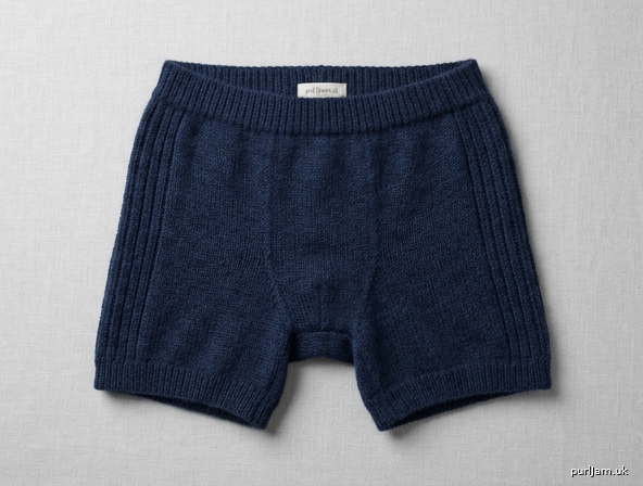 Navy Mohair Pintuck Boxer Shorts