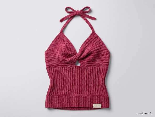 Raspberry Twist Halter Tank Top
