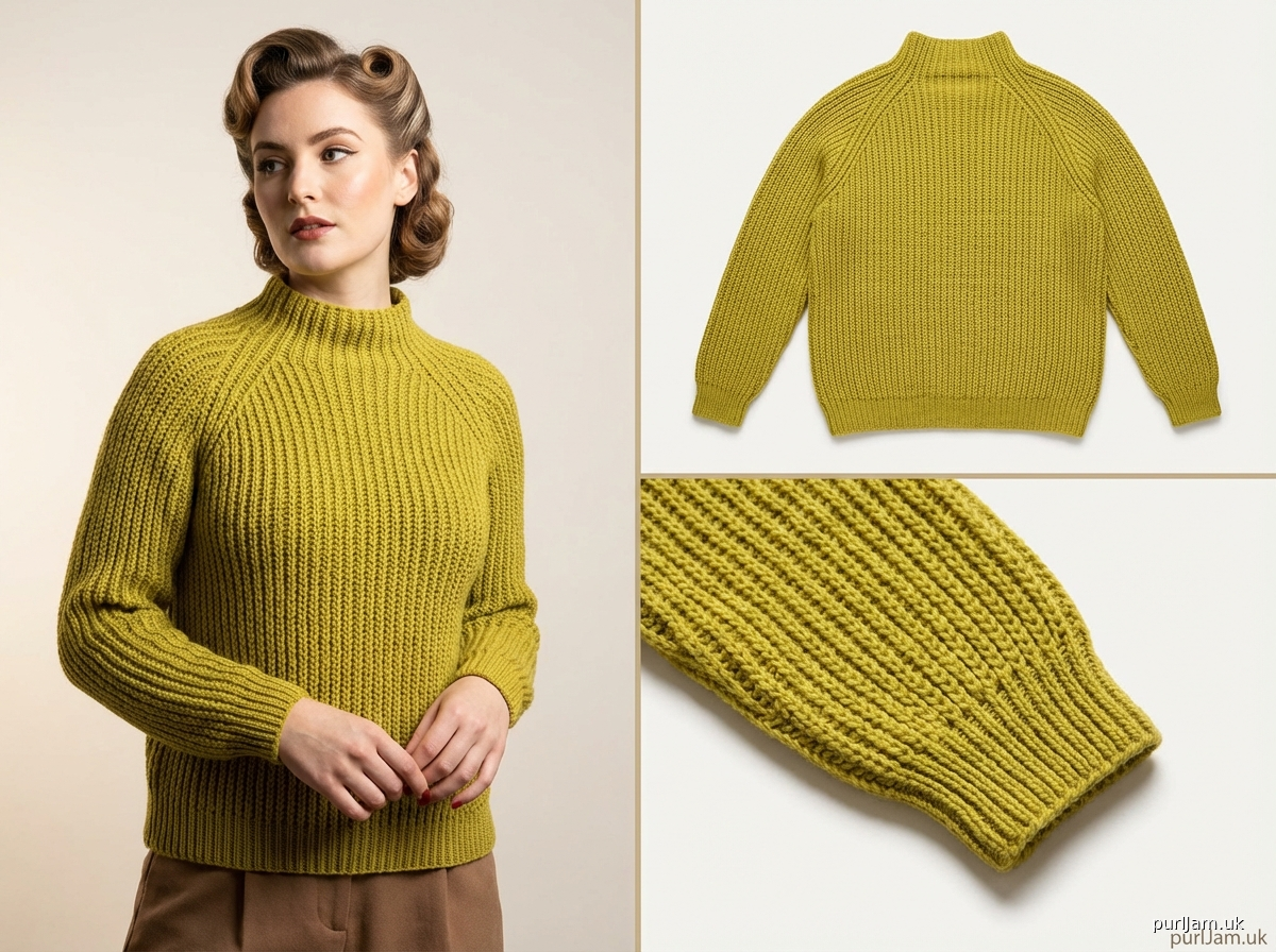 1960S Inspired Funnel Neck Brioche Pullover