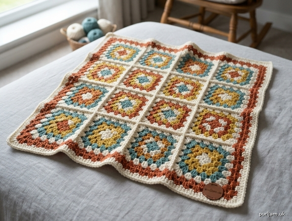 Cosy Granny Square Stroller Blanket