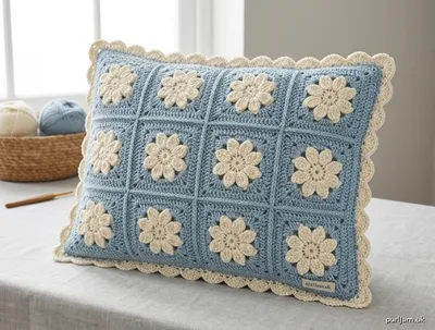 Stitch chart guide image for Ivory Blossom Pillow Cover