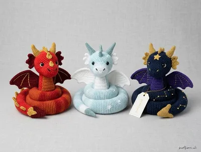 Stitch chart guide image for 3-in-1 Spiral Dragon Pattern Bundle