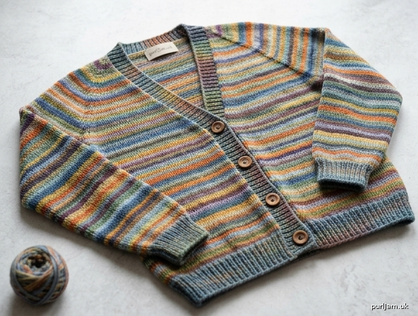 Scrappy Stripes Stockinette Cardigan 10Ply Conversion