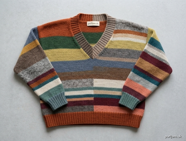 Scrap Yarn V Neck Drop Shoulder Jumper