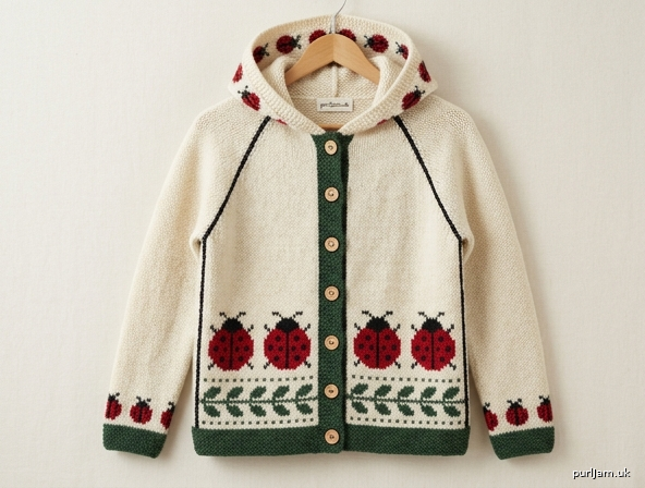 Ladybug Meadow Hooded Fair Isle Raglan Cardigan