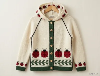 Stitch chart guide image for LADYBUG MEADOW — Hooded Fair Isle Raglan Cardigan