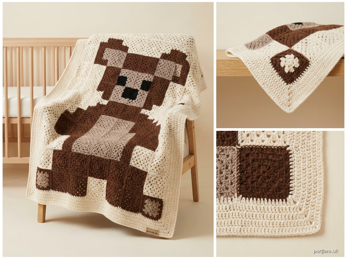 Teddy Bear Granny Square Blanket