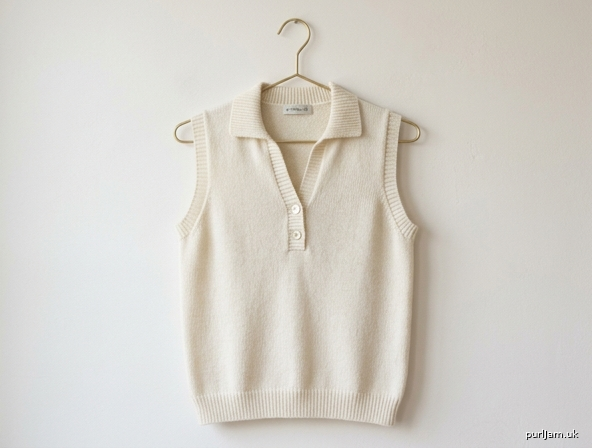 Cream Sleeveless Polo Shirt