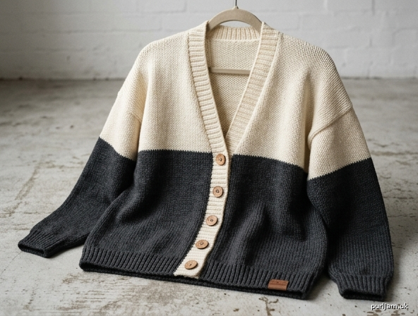 Half Half Oversized Color Block Cardigan