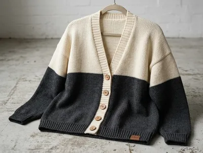 Stitch chart guide image for Half & Half Oversized Color-Block Cardigan