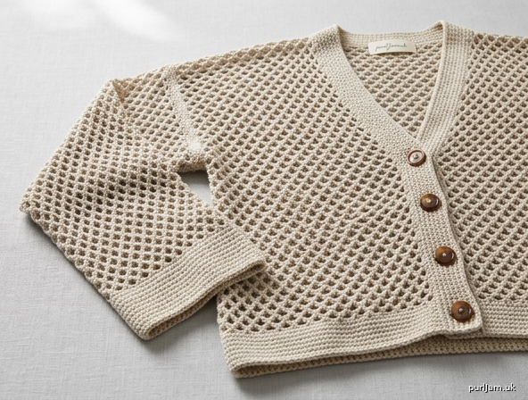 Openwork Diamond Mesh Cardigan