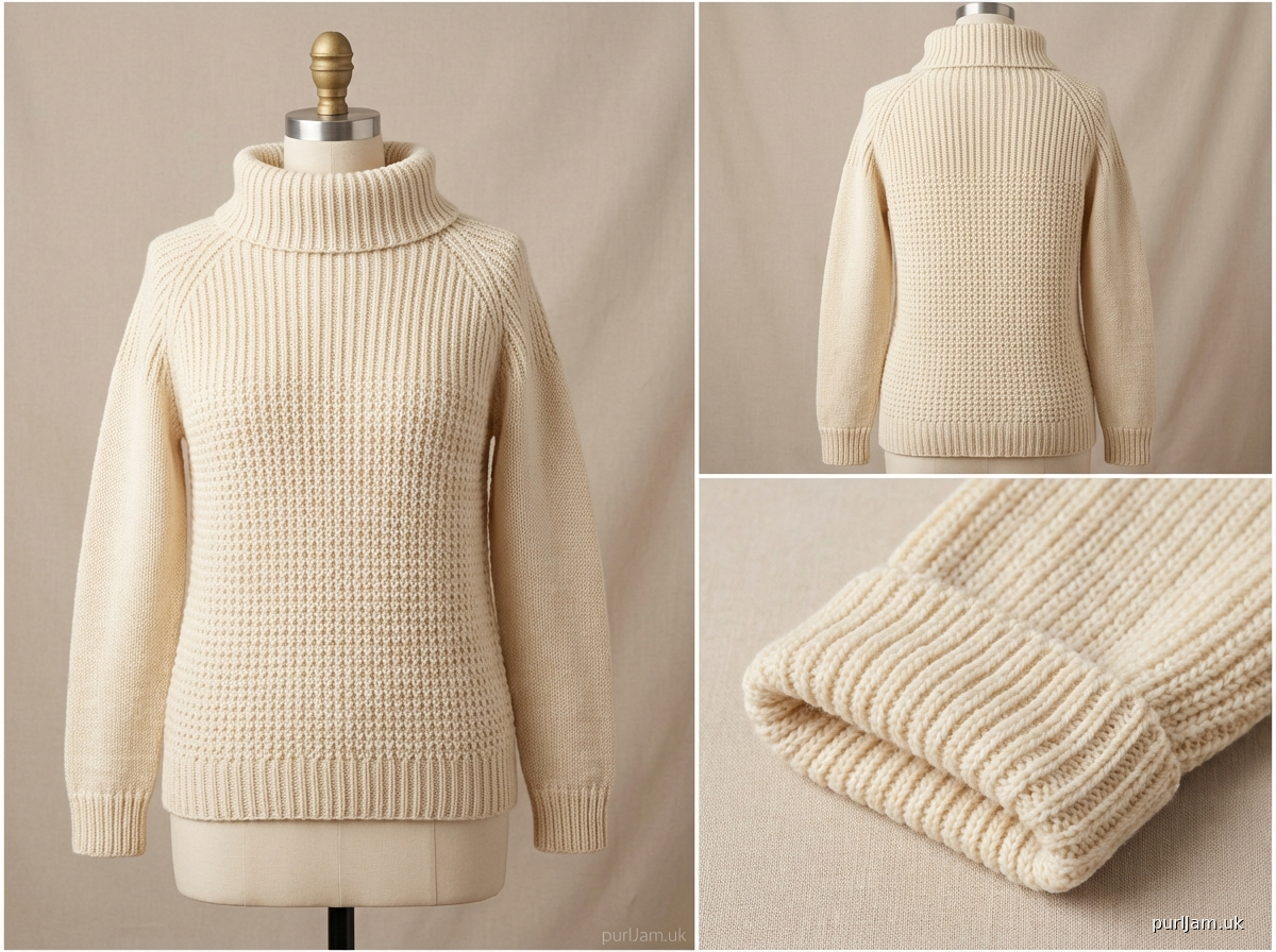 1960S Inspired Funnel Neck Brioche Pullover