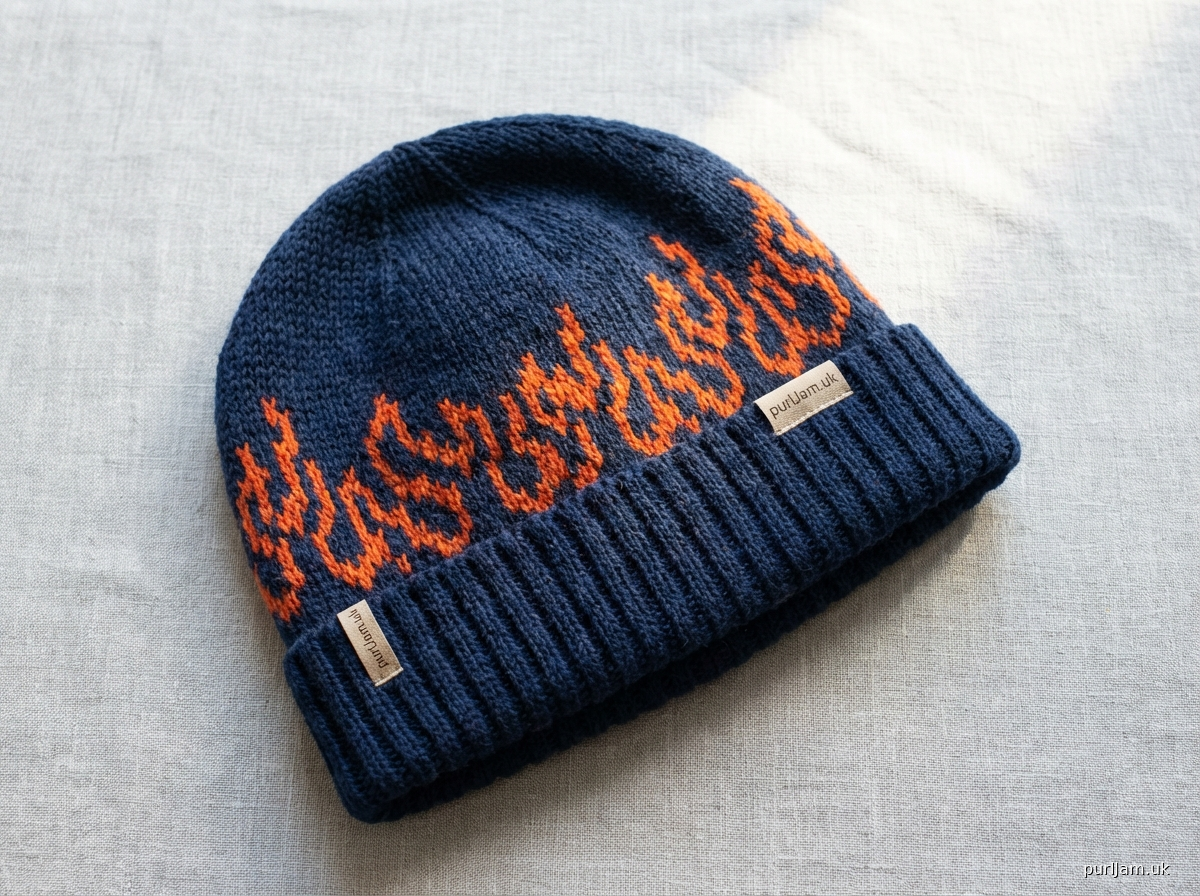Fiery Outline Beanie Machine Knitting Pattern