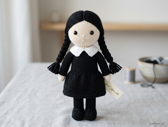 Little Wednesday Knitted Amigurumi Doll