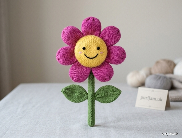 Smiley Flower Beginner Knitted Amigurumi